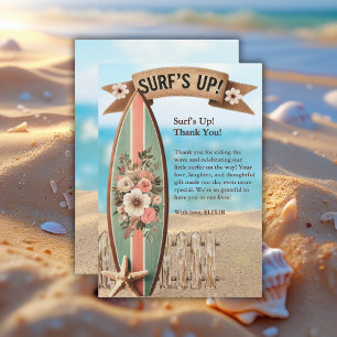 Surf's Up Vintage Floral Baby Shower Thank You Card