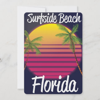 surfside beach florida vintage travel poster invitation