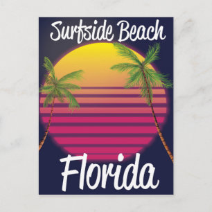 surfside beach florida vintage travel poster postcard