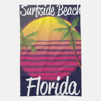 surfside beach florida vintage travel poster tea towel