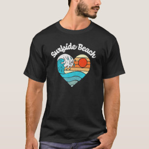 Surfside Beach  Retro Heart Surf  Wave Graphic T-Shirt