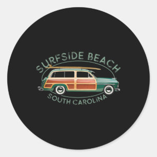 Surfside Beach South Carolina Vintage Surfing Desi Classic Round Sticker