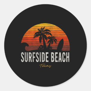 Surfside Beach Tx Texas Beach Palms Vacation Surf Classic Round Sticker