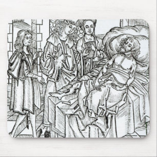 Surgeon and assistants visit a badly wounded man, mouse mat