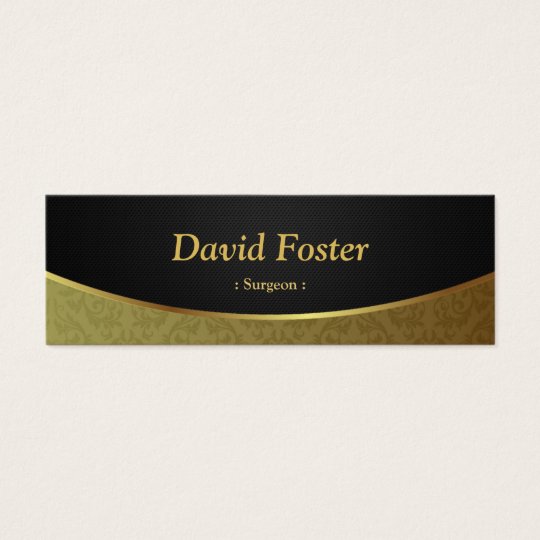 Surgeon - Black Gold Damask Mini Business Card