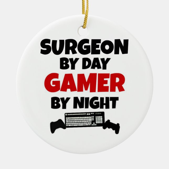 Surgeon by Day Gamer by Night Ceramic Tree Decoration (Front)