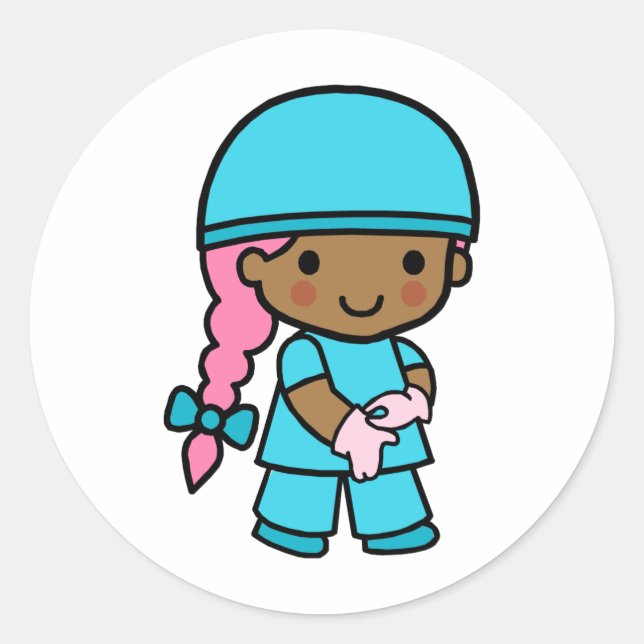 Surgeon Girl Classic Round Sticker (Front)