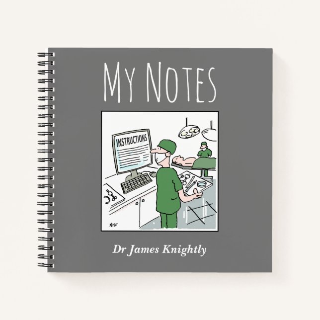 Surgeon Medical Notebook with Owner's Name (Front)