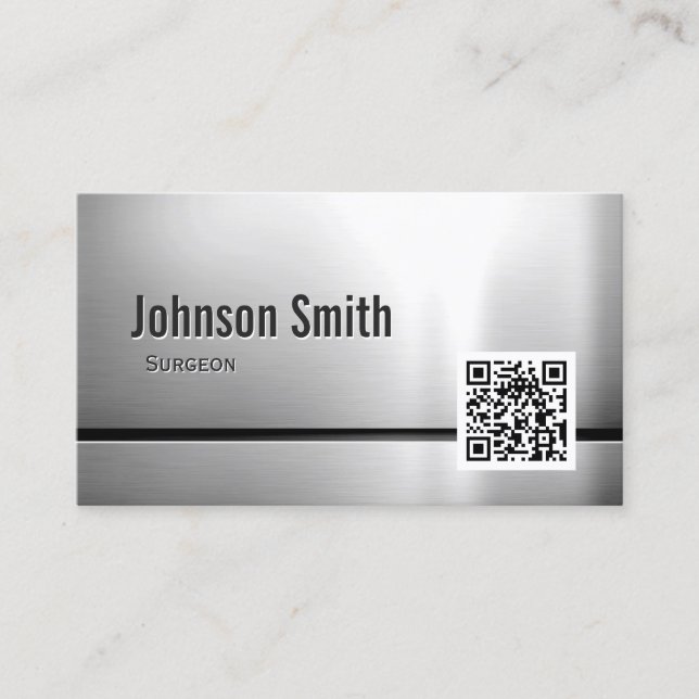 Surgeon - Stainless Steel QR Code Business Card (Front)