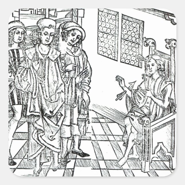 Surgeon visits a man with arrow wounds, from 'Das Square Sticker (Front)