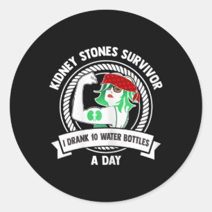 Surgery Gift - Flexing Woman Kidney Stones Survivo Classic Round Sticker