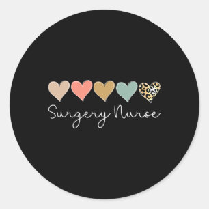 Surgery Nurse Leopard Heart, Valentine's Day Nursi Classic Round Sticker