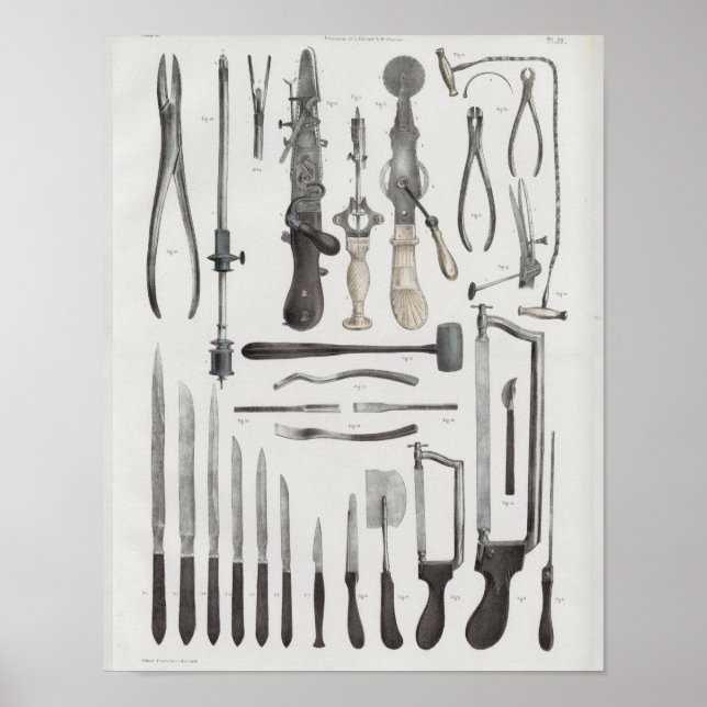 Surgical Medical Instruments Vintage Anatomy Print (Front)