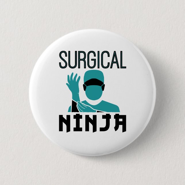 Surgical Ninja Scrub Tech Technologist 6 Cm Round Badge (Front)