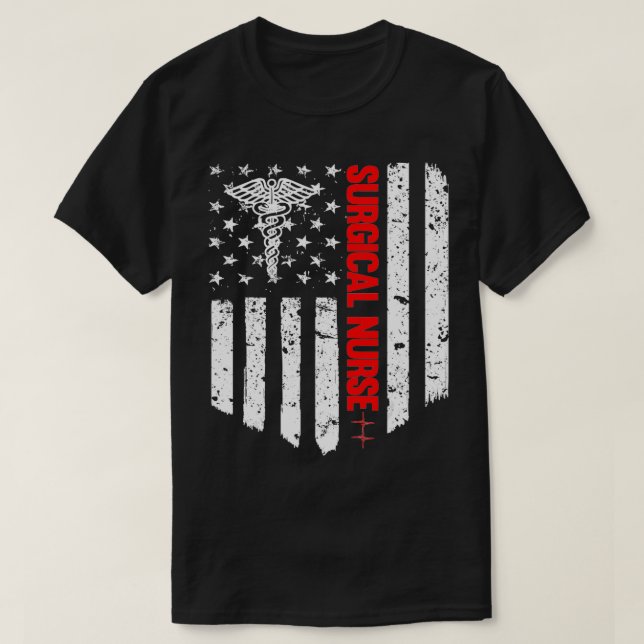 Surgical Nurse American Flag RN Registered Nurse G T-Shirt (Design Front)