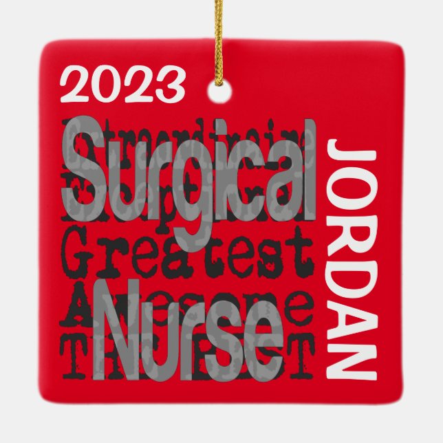 Surgical Nurse Extraordinaire CUSTOM Ceramic Ornament (Back)