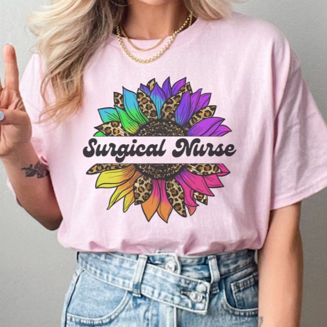 Surgical Nurse Profession Rainbow Sunflower  T-Shirt (Surgical Nurse Profession Rainbow Sunflower T-Shirt
)