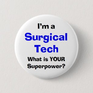 surgical tech 6 cm round badge