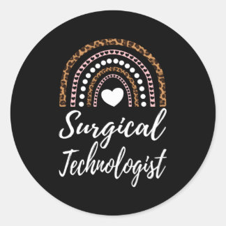 Surgical Tech Leopard Rainbow Surgical Technologis Classic Round Sticker