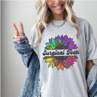 Surgical Tech Profession Rainbow Sunflower T-Shirt