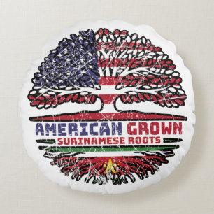 Surinam Surinamese American USA Tree Roots Flag Round Cushion