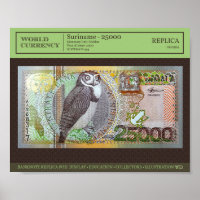 Suriname 25,000 Gulden Banknote replica 10x8 photo