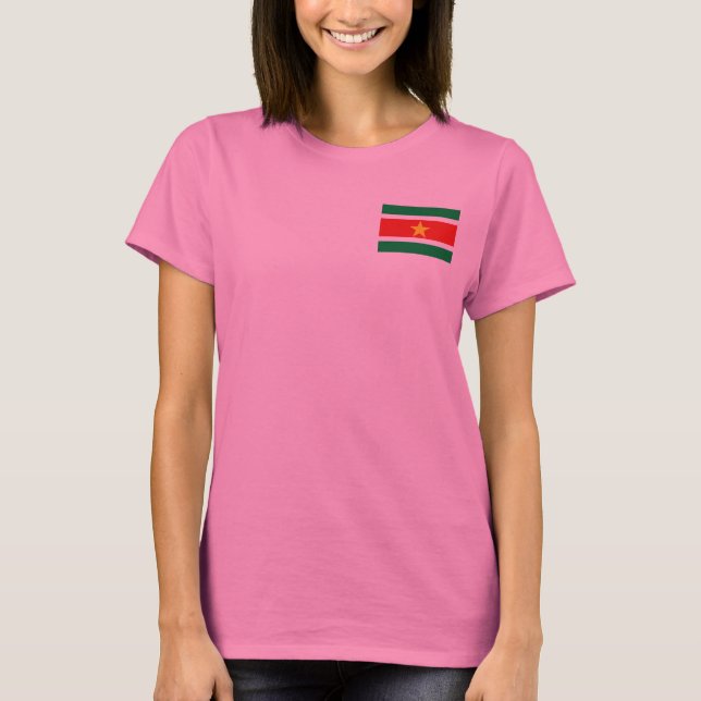 Suriname Flag and Map dk T-Shirt (Front)