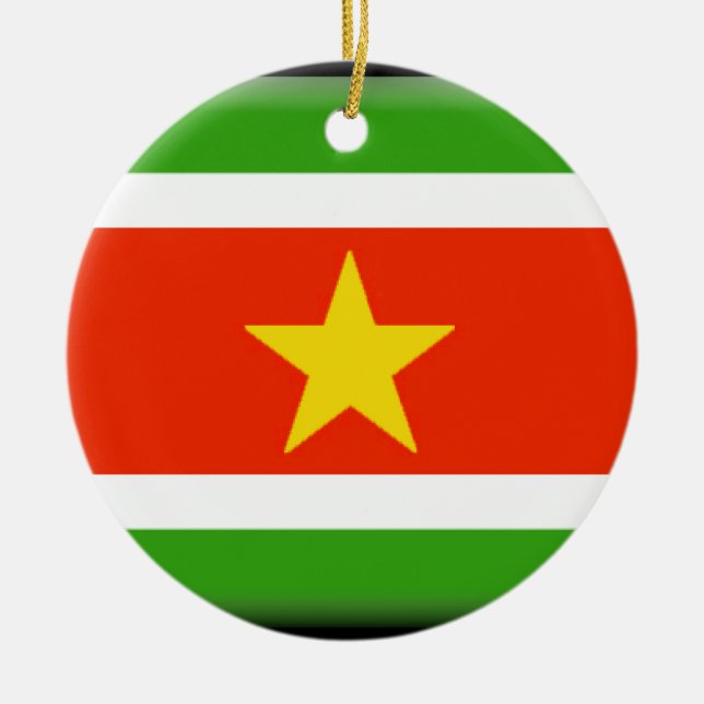 Suriname Flag Ceramic Tree Decoration (Front)