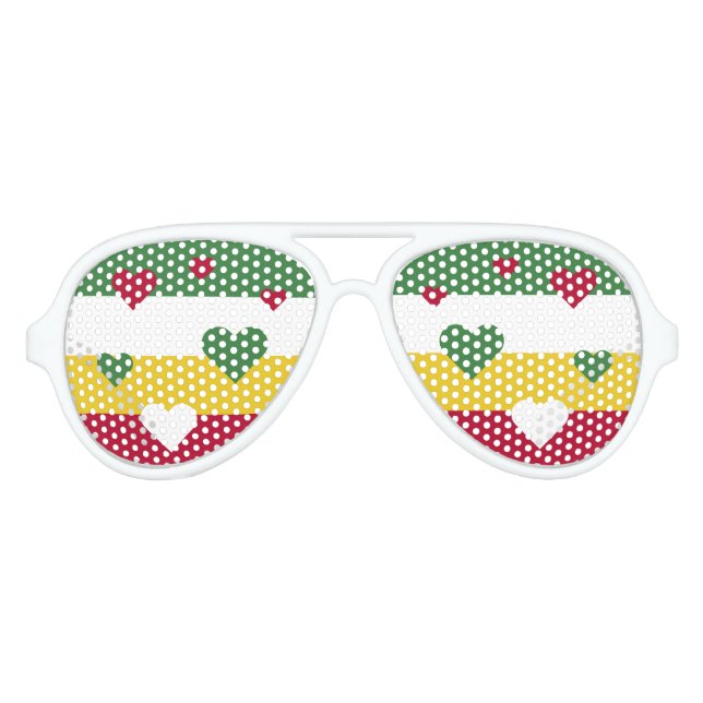 Suriname Flag Fun Patriotic Aviator Sunglasses (Front)