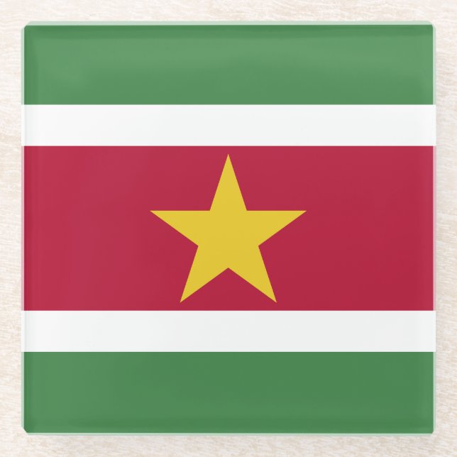 Suriname Flag Glass Coaster (Front)