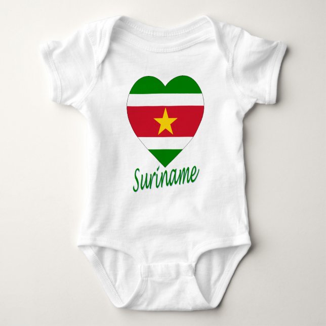 Suriname Flag Heart Baby Bodysuit (Front)