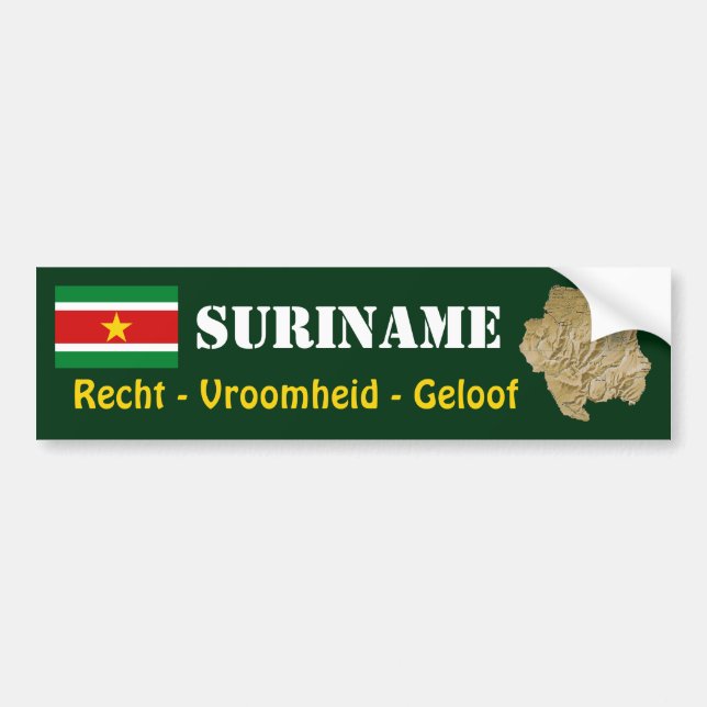 Suriname Flag + Map Bumper Sticker (Front)