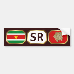 Suriname Flag Map Code Bumper Sticker