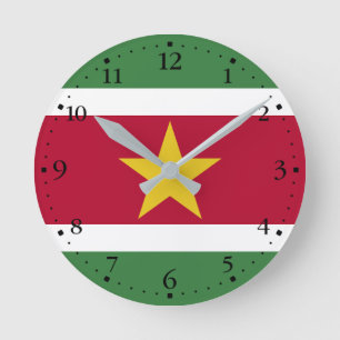 Suriname Flag Round Clock