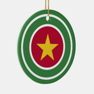 Suriname Flag Roundel, Round Surinamese Flag Ceramic Tree Decoration