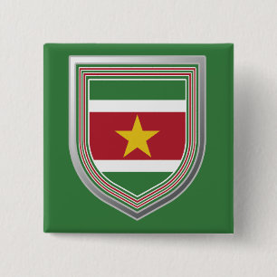 Suriname Flag Shield 15 Cm Square Badge