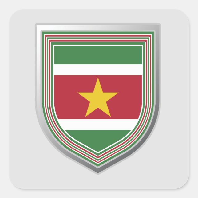 Suriname Flag Shield Square Sticker (Front)