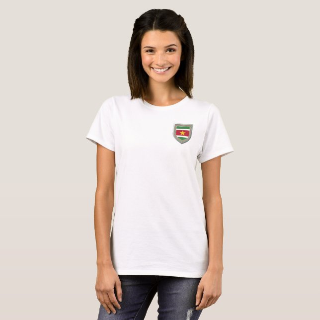 Suriname Flag Shield T-Shirt (Front Full)
