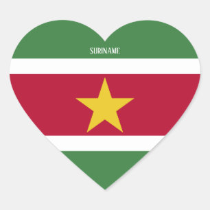 Suriname Flag Splendid Patriotic Heart Sticker