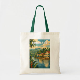 Suriname Illustration Travel Art Vintage Tote Bag