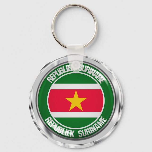Suriname Round Emblem Key Ring (Front)