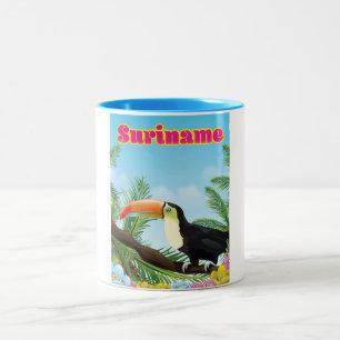 Suriname South american paradise travel poster Two-Tone Coffee Mug