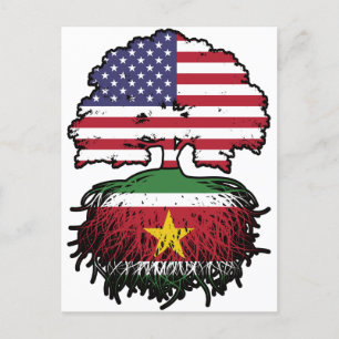 Suriname Surinamese American USA Tree Roots Flag Postcard