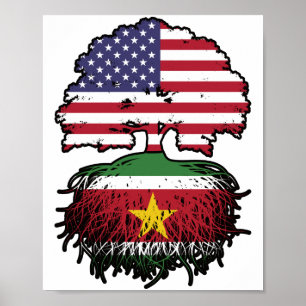 Suriname Surinamese American USA Tree Roots Flag Poster