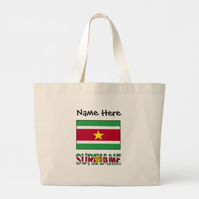 Suriname Surinamese Flag Personalised  Large Tote Bag (Back)