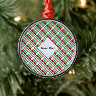 Suriname Surinamese Flag Tiled Personalised Metal Tree Decoration