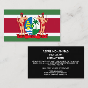 Surinamese Flag & Coat of Arms, Flag of Suriname Business Card
