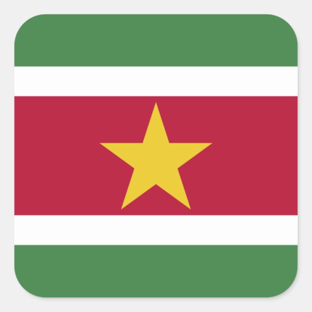 Surinamese Flag, Flag of Suriname Square Sticker (Front)