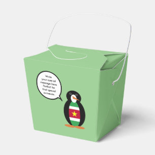 Surinamese Flag Talking Ms. Penguin Personalised Favour Box