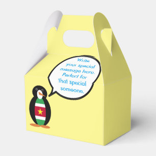Surinamese Flag Talking Ms. Penguin Personalised Favour Box